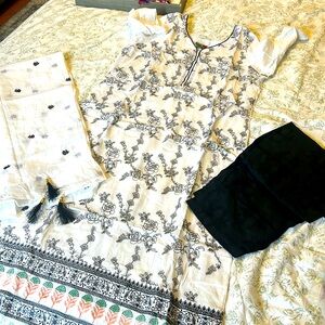 Black and white salwar kameez